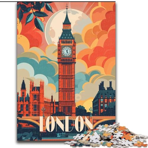 Puzzle für Erwachsene, 1000 Teile, London Big Ben Poster, geeignet für Personen ab 14 Jahren, anspruchsvoll zu vervollständigen, Aber lustig und humorvoll, tolles Geschenk, 50x75cm von ABKMXDKZ