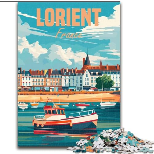Puzzle für Erwachsene, 1000 Teile, Lorient, Frankreich, Familienspiel, Stressabbau, schwierige Herausforderung, stärkt die Liebe zwischen Paaren, 26x38cm von ABKMXDKZ