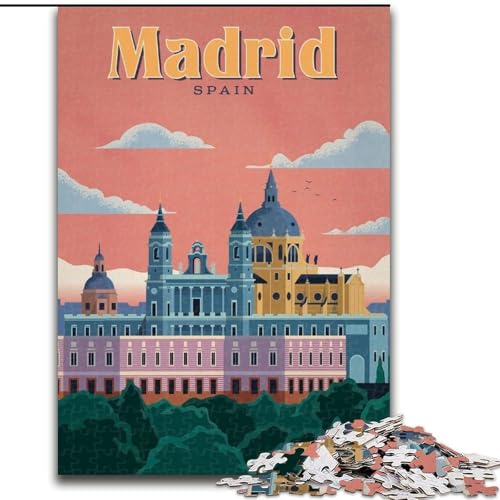 Puzzle für Erwachsene, 1000 Teile, Madrid, für 14+, anspruchsvolles Spiel als Geschenk für die ganze Familie und Freunde, 50x75cm von ABKMXDKZ