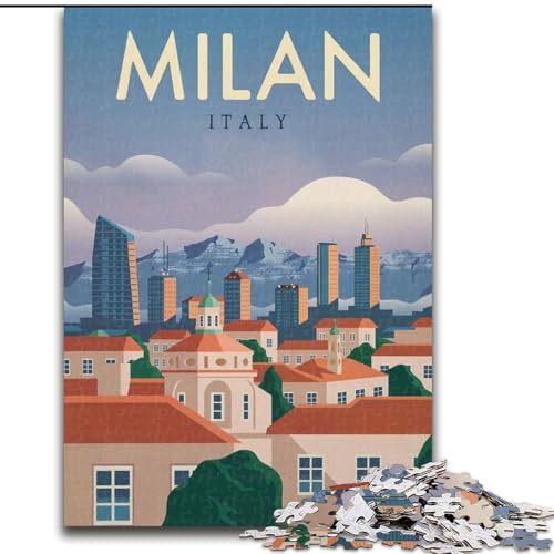 Puzzle für Erwachsene, 1000 Teile, Mailand, geeignet für Kinder ab 14 Jahren, Lernspiele für Zuhause, DIY-Spielzeug, Kunstwerk, Geschenk, 50x75cm von ABKMXDKZ