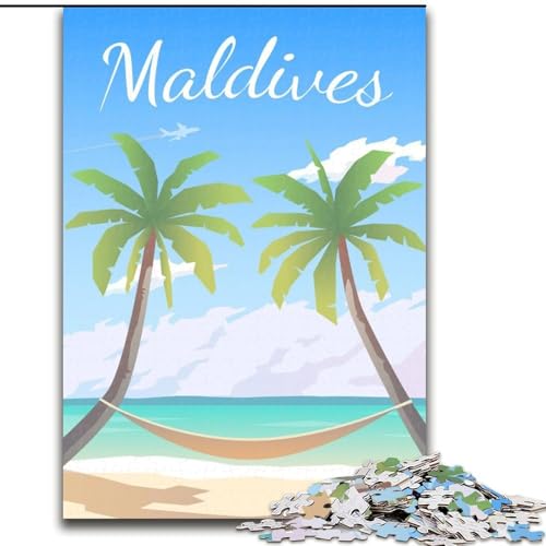 Puzzle für Erwachsene, 1000 Teile, Malediven, für 14+, anspruchsvolles Spiel als Geschenk für die ganze Familie und Freunde, 26x38cm von ABKMXDKZ