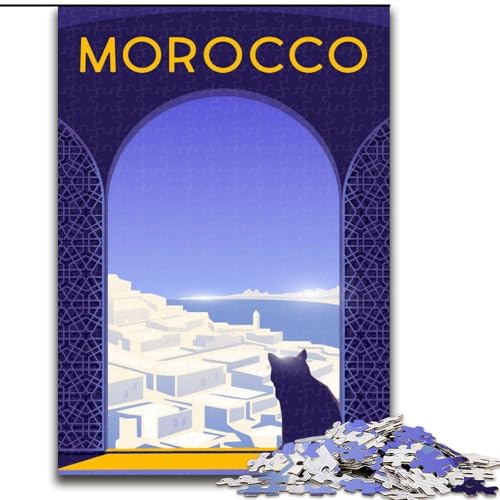 Puzzle für Erwachsene, 1000 Teile, Marokko, anspruchsvoll, schwierig, mit vollständig ineinandergreifenden, zufällig geformten Teilen, 50x75cm von ABKMXDKZ