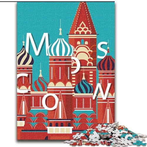 Puzzle für Erwachsene, 1000 Teile, Moskau, Familienspiel, Stressabbau, schwierige Herausforderung, stärkt die Liebe zwischen Paaren, 26x38cm von ABKMXDKZ