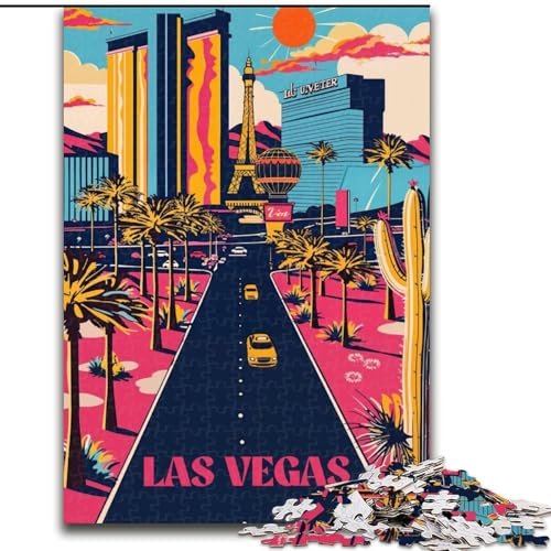 Puzzle für Erwachsene, 1000 Teile, Neon Vegas Strip, für Kinder ab 14 Jahren, jedes Teil ist einzigartig – lustiges und herausforderndes Spiel für die ganze Familie, tolles Geschenk, 50x75cm von ABKMXDKZ
