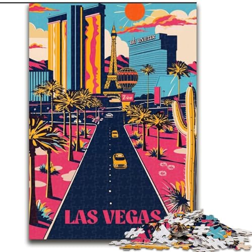 Puzzle für Erwachsene, 1000 Teile, Neon Vegas Strip, geeignet für Personen ab 14 Jahren, anspruchsvoll zu vervollständigen, Aber lustig und humorvoll, tolles Geschenk, 26x38cm von ABKMXDKZ