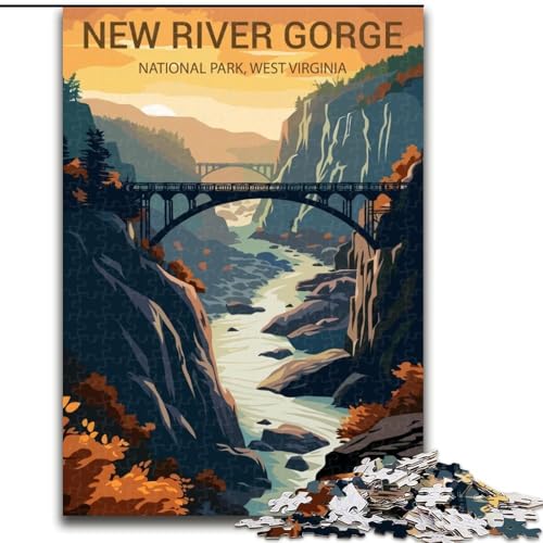 Puzzle für Erwachsene, 1000 Teile, New River Gorge Nationalpark, geeignet für Personen ab 14 Jahren, anspruchsvoll zu vervollständigen, Aber lustig und humorvoll, tolles Geschenk, 26x38cm von ABKMXDKZ