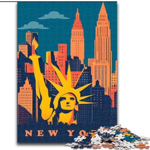 Puzzle für Erwachsene, 1000 Teile, New York, Spielspielzeug, jedes Teil ist einzigartig – anspruchsvolles Familienspiel für Kinder ab 14 Jahren, 50x75cm von ABKMXDKZ
