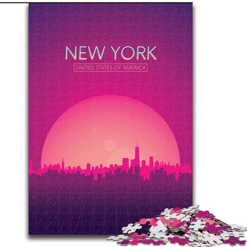 Puzzle für Erwachsene, 1000 Teile, New York, USA, anspruchsvoll, schwierig, mit vollständig ineinandergreifenden, zufällig geformten Teilen, 26x38cm von ABKMXDKZ