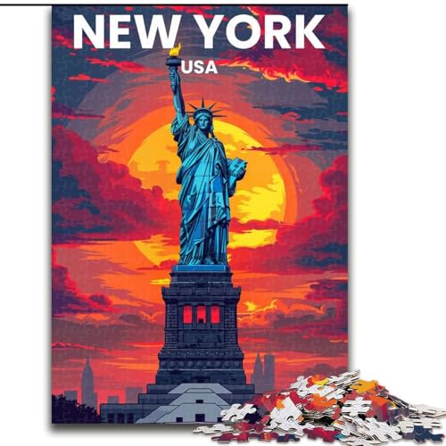 Puzzle für Erwachsene, 1000 Teile, New York, geeignet für Kinder ab 14 Jahren, Lernspiele für Zuhause, DIY-Spielzeug, Kunstwerk, Geschenk, 26x38cm von ABKMXDKZ