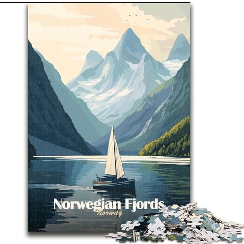 Puzzle für Erwachsene, 1000 Teile, Norwegische Fjorde, Poster, für Kinder ab 14 Jahren, jedes Teil ist einzigartig – lustiges und herausforderndes Spiel für die ganze Familie, tolles Geschenk, 26x38cm von ABKMXDKZ
