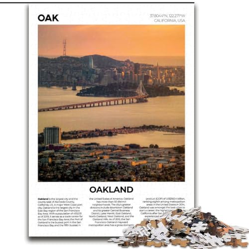 Puzzle für Erwachsene, 1000 Teile, Oakland, für Kinder ab 14 Jahren, jedes Teil ist einzigartig – lustiges und herausforderndes Spiel für die ganze Familie, tolles Geschenk, 50x75cm Puzzle für Erwachsene, 1000 Teile, Oakland, für Kinder ab 14 Jahren, jedes Teil ist einzigartig – lustiges und herausforderndes Spiel für die ganze Familie, tolles Geschenk, 50x75cm von ABKMXDKZ