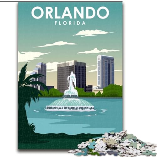 Puzzle für Erwachsene, 1000 Teile, Orlando, Florida, Reisekunst, Spielzeug, Lernspiele, Stressabbau, Stärkung der Liebe zwischen Paaren, 50x75cm von ABKMXDKZ