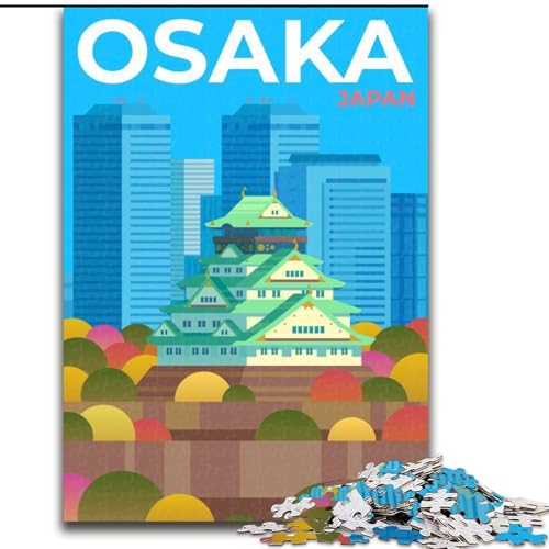 Puzzle für Erwachsene, 1000 Teile, Osaka, Japan, geeignet für Kinder ab 14 Jahren, Lernspiele für Zuhause, DIY-Spielzeug, Kunstwerk, Geschenk, 26x38cm von ABKMXDKZ