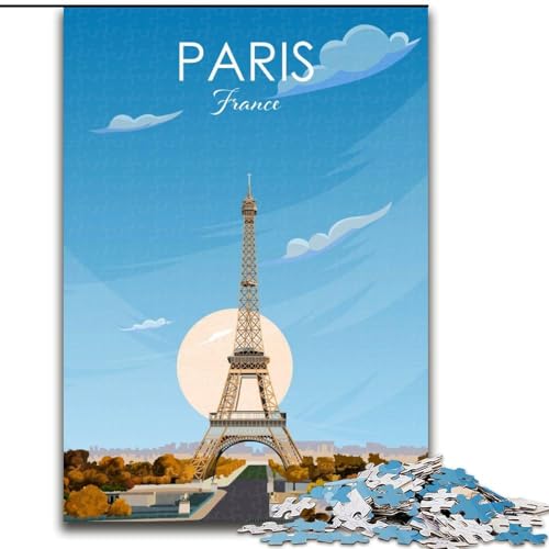Puzzle für Erwachsene, 1000 Teile, Paris, Frankreich, Reisedruck, Spielzeug, Lernspiele, Stressabbau, Stärkung der Liebe zwischen Paaren, 50x75cm von ABKMXDKZ