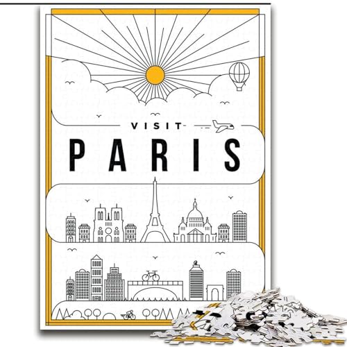Puzzle für Erwachsene, 1000 Teile, Paris, Frankreich, Spielzeug, Lernspiele, Stressabbau, Stärkung der Liebe zwischen Paaren, 26x38cm von ABKMXDKZ