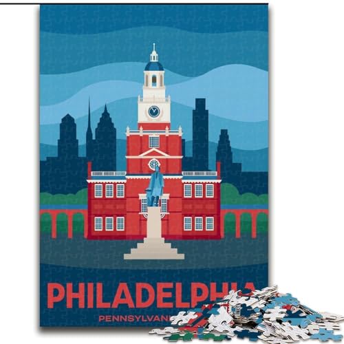 Puzzle für Erwachsene, 1000 Teile, Philadelphia, USA-Stadtbild, für 14+, anspruchsvolles Spiel als Geschenk für die ganze Familie und Freunde, 50x75cm von ABKMXDKZ