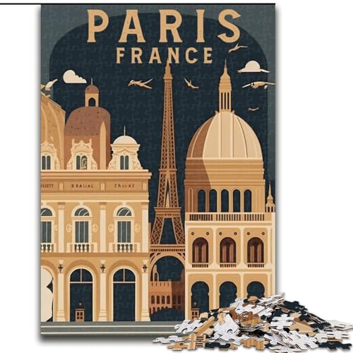 Puzzle für Erwachsene, 1000 Teile, Reiseplakat Paris, Frankreich, Spielzeug, Lernspiele, Stressabbau, Stärkung der Liebe zwischen Paaren, 50x75cm von ABKMXDKZ