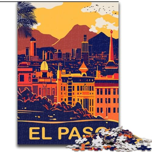 Puzzle für Erwachsene, 1000 Teile, Skyline von EL Paso, Spielspielzeug, jedes Teil ist einzigartig – anspruchsvolles Familienspiel für Kinder ab 14 Jahren, 50x75cm von ABKMXDKZ