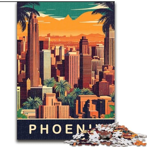 Puzzle für Erwachsene, 1000 Teile, Skyline von Phoenix, geeignet für Kinder ab 14 Jahren, Lernspiele für Zuhause, DIY-Spielzeug, Kunstwerk, Geschenk, 50x75cm von ABKMXDKZ