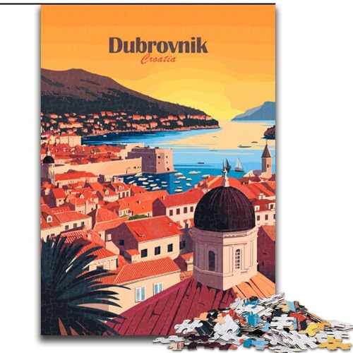 Puzzle für Erwachsene, 1000 Teile, Stadtbild von Dubrovnik, geeignet für Personen ab 14 Jahren, anspruchsvoll zu vervollständigen, Aber lustig und humorvoll, tolles Geschenk, 50x75cm von ABKMXDKZ