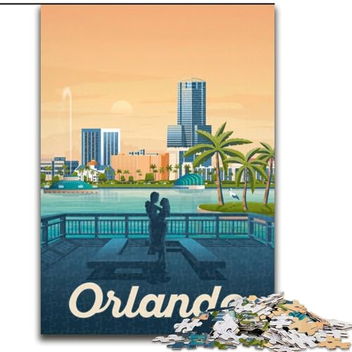 Puzzle für Erwachsene, 1000 Teile, Stadtbild von Orlando, für 14+, anspruchsvolles Spiel als Geschenk für die ganze Familie und Freunde, 26x38cm von ABKMXDKZ