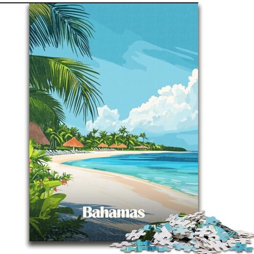 Puzzle für Erwachsene, 1000 Teile, Strandszene auf den Bahamas, geeignet für Personen ab 14 Jahren, anspruchsvoll zu vervollständigen, Aber lustig und humorvoll, tolles Geschenk, 26x38cm von ABKMXDKZ