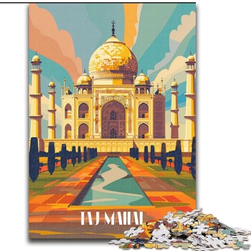 Puzzle für Erwachsene, 1000 Teile, majestätisches Taj Mahal, hilft dem Gehirn, süchtig machendes Spielzeug zu trainieren, um Geduld zu fördern, perfekte Dekoration, 50x75cm von ABKMXDKZ