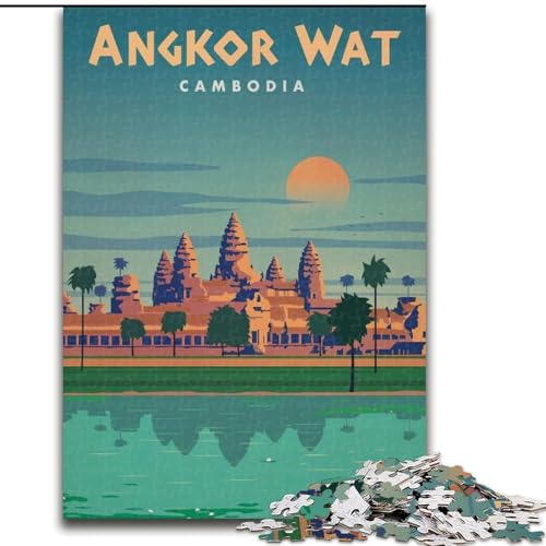 Puzzle für Erwachsene, 1000-teiliges Puzzle, Angkor Wat, geeignet für Kinder ab 14 Jahren, Lernspiele für Zuhause, DIY-Spielzeug, Kunstwerk, Geschenk, 26x38cm von ABKMXDKZ