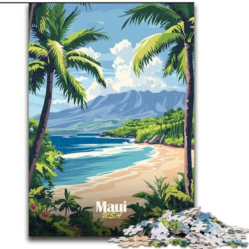 Puzzle für Erwachsene, 1000-teiliges Puzzle, Maui-Strandposter, Spielzeug, Lernspiele, Stressabbau, Stärkung der Liebe zwischen Paaren, 50x75cm von ABKMXDKZ