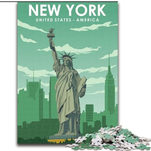 Puzzle für Erwachsene, 1000-teiliges Puzzle, New York-Reiseplakat, geeignet für Kinder ab 14 Jahren, Lernspiele für Zuhause, DIY-Spielzeug, Kunstwerk, Geschenk, 26x38cm von ABKMXDKZ