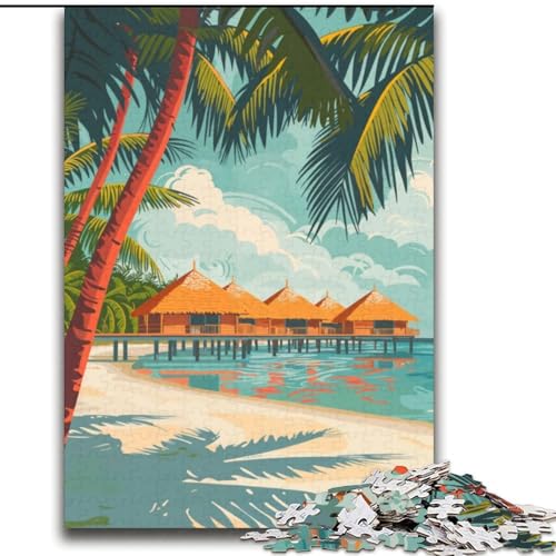 Puzzle für Erwachsene, 2000 Puzzles, Malediven-Strandresort, Lernspielzeug, Familienspiele, einzigartige Geburtstags- und Geschenkideen, 70x100cm von ABKMXDKZ