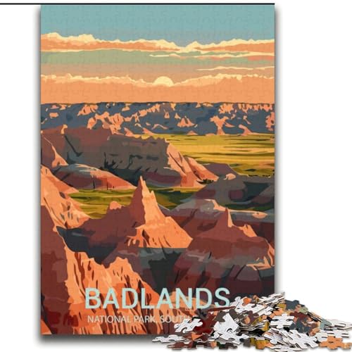 Puzzle für Erwachsene, 2000 Teile, Badlands-Nationalpark, Spielspielzeug, jedes Teil ist einzigartig – anspruchsvolles Familienspiel für Kinder ab 14 Jahren, 70x100cm von ABKMXDKZ