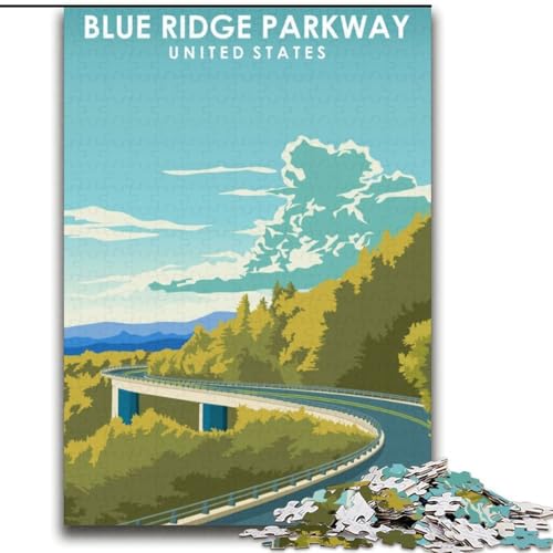 Puzzle für Erwachsene, 2000 Teile, Blue Ridge Parkway Art, für Kinder ab 14 Jahren, jedes Teil ist einzigartig – lustiges und herausforderndes Spiel für die ganze Familie, tolles Geschenk, 70x100cm von ABKMXDKZ
