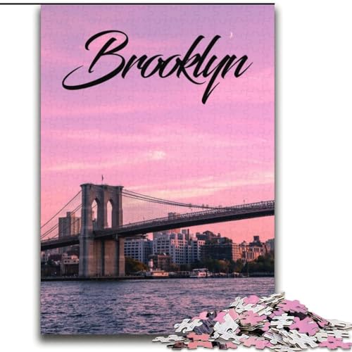 Puzzle für Erwachsene, 2000 Teile, Brooklyn, anspruchsvoll, schwierig, mit vollständig ineinandergreifenden, zufällig geformten Teilen, 70x100cm von ABKMXDKZ