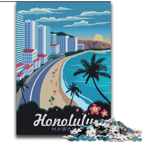 Puzzle für Erwachsene, 2000 Teile, Honolulu, Hawaii-Reise, geeignet für Personen ab 14 Jahren, anspruchsvoll zu vervollständigen, Aber lustig und humorvoll, tolles Geschenk, 70x100cm von ABKMXDKZ