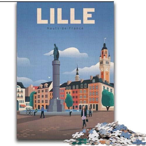 Puzzle für Erwachsene, 2000 Teile, Lille, Spielzeug, Lernspiele, Stressabbau, Stärkung der Liebe zwischen Paaren, 70x100cm von ABKMXDKZ