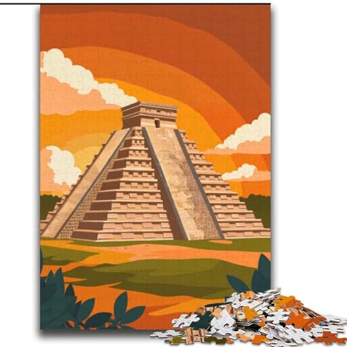 Puzzle für Erwachsene, 2000 Teile, Pyramide von Chichen Itza, für Kinder ab 14 Jahren, jedes Teil ist einzigartig – lustiges und herausforderndes Spiel für die ganze Familie, tolles Geschenk, 70x100cm von ABKMXDKZ