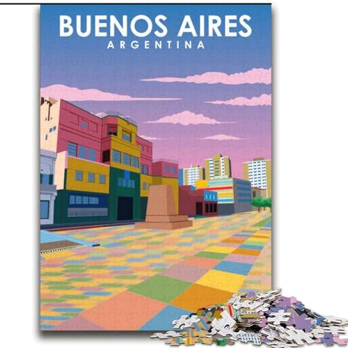 Puzzle für Erwachsene, 2000 Teile, Reiseposter Buenos Aires, für Kinder ab 14 Jahren, jedes Teil ist einzigartig – lustiges und herausforderndes Spiel für die ganze Familie, tolles Geschenk, 70x100cm von ABKMXDKZ