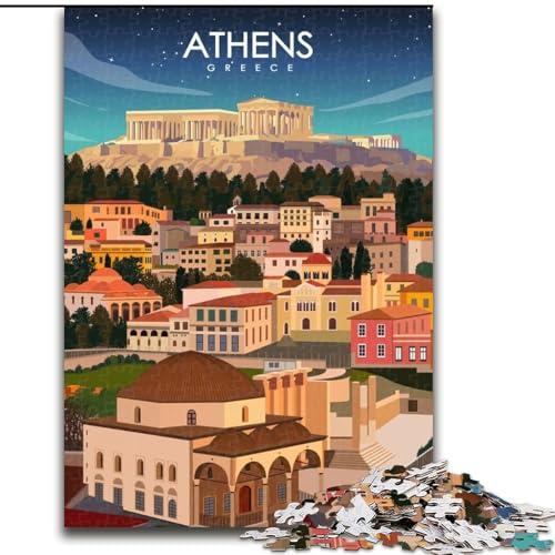 Puzzle für Erwachsene,1000 Teile,Athen,Griechenland,Reisekunst,für Kinder ab 14 Jahren,jedes Teil ist einzigartig – lustiges und herausforderndes Spiel für die ganze Familie,tolles Geschenk,26x38cm von ABKMXDKZ