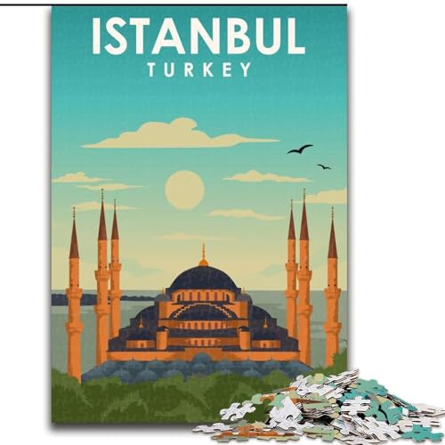 Puzzle für Erwachsene,1000 Teile,Istanbul,Türkei,Reisekunst,für Kinder ab 14 Jahren,jedes Teil ist einzigartig – lustiges und herausforderndes Spiel für die ganze Familie,tolles Geschenk,26x38cm von ABKMXDKZ
