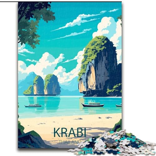 Puzzle für Erwachsene,1000 Teile,Krabi,Thailand,Reiseposter,für Kinder ab 14 Jahren,jedes Teil ist einzigartig – lustiges und herausforderndes Spiel für die ganze Familie,tolles Geschenk,26x38cm von ABKMXDKZ