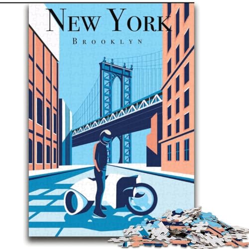 Puzzle für Erwachsene,2000 Teile,New York,Brooklyn-Stadtbild,für Kinder ab 14 Jahren,jedes Teil ist einzigartig – lustiges und herausforderndes Spiel für die ganze Familie,tolles Geschenk,70x100cm von ABKMXDKZ