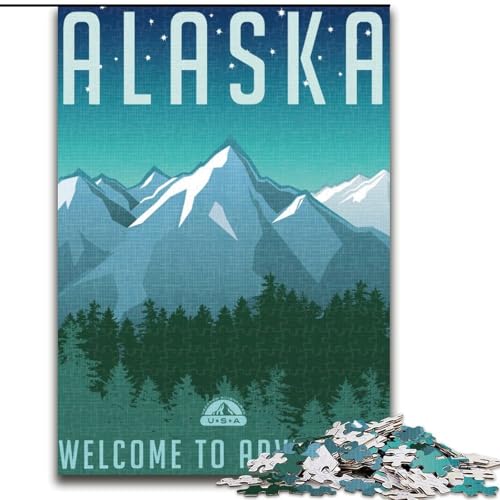 Puzzle für Erwachsene 1000 Teile Alaska, Spielzeug, Lernspiele, Stressabbau, Stärkung der Liebe zwischen Paaren, 50x75cm von ABKMXDKZ