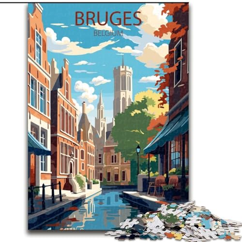 Puzzle für Erwachsene 1000 Teile Brügge, Belgien, Spielzeug, Lernspiele, Stressabbau, Stärkung der Liebe zwischen Paaren, 50x75cm von ABKMXDKZ