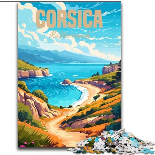 Puzzle für Erwachsene 1000 Teile Korsika Mittelmeer, für 14+ Anspruchsvolles Spiel als Geschenk für die ganze Familie und Freunde 26x38cm von ABKMXDKZ