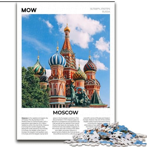 Puzzle für Erwachsene 1000 Teile Moskau, für 14+ Anspruchsvolles Spiel als Geschenk für die ganze Familie und Freunde 26x38cm von ABKMXDKZ