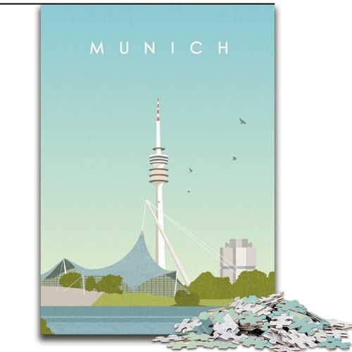 Puzzle für Erwachsene 1000 Teile München, Spielzeug, Lernspiele, Stressabbau, Stärkung der Liebe zwischen Paaren, 26x38cm von ABKMXDKZ
