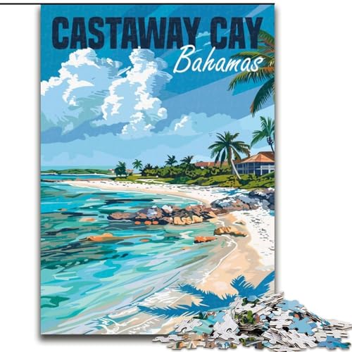 Puzzle für Erwachsene und Jugendliche, 1000 Teile, Castaway Cay, Bahamas, für Kinder ab 14 Jahren, pädagogisches Lernspielzeug, Familienspiele, Geburtstagsgeschenk, 50x75cm von ABKMXDKZ