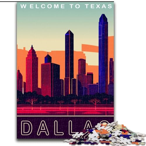 Puzzle für Erwachsene und Jugendliche, 1000 Teile, Dallas, Texas, für und ab 14 Jahren, pädagogisches Lernspielzeug, Familienspiele, Geburtstagsgeschenk, 26x38cm von ABKMXDKZ