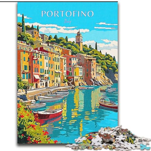 Puzzle für Erwachsene und Jugendliche, 1000 Teile, Italien, Portofino, Reisen, für und ab 14 Jahren, pädagogisches Lernspielzeug, Familienspiele, Geburtstagsgeschenk, 50x75cm von ABKMXDKZ